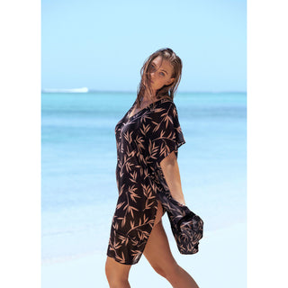 Luna Bay Kaftan Beach Cover-Up Lacquered Black - Fantasie Swim