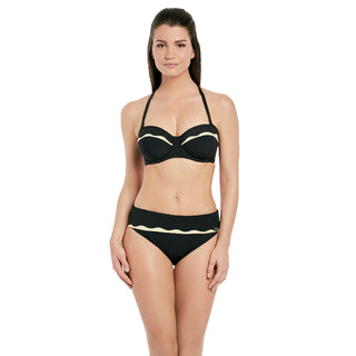 Fantasie-Swim-Sainte-Maxime-Black-Cream-Bandeau-Bikini-Top-Racerback-FS6236LAC-Classic-Fold-Brief-FS6235LAC-Front