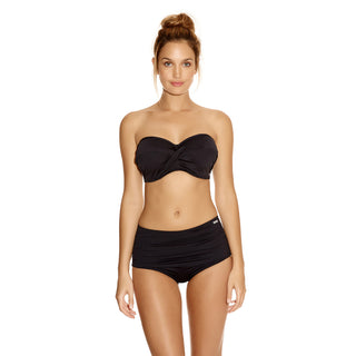 Fantasie-Swimwear-Versailles-Black-Bandeau-Bikini-Top-FS5750BLK-Gathered-Control-Short-FS5753BLK-Front