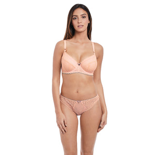 Freya-Lingerie-Daisy-Lace-Blush-Pink-Half-Cup-Bra-AA5133BLH-Thong-AA5137BLH-Front