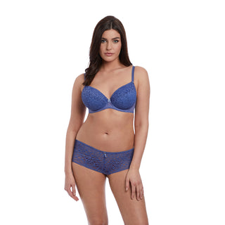 Freya-Lingerie-Soiree-Lace-Denim-Blue-Plunge-Bra-AA5013DEN-Short-AA5016DEN-Front