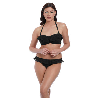 Freya-Swim-Bohemia-Black-Bandeau-Bikini-Top-Racerback-AS2971BLK-Italini-Brief-AS2975BLK-Front