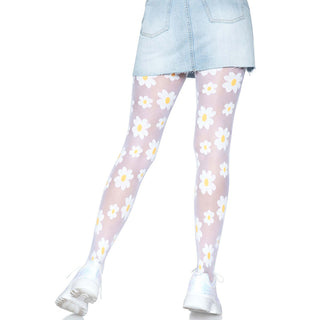 Leg-Avenue-Daisy-Floral-Print-Tights-White-7752-Back