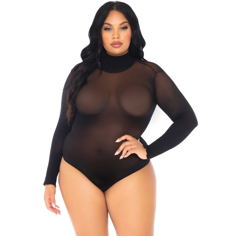 Long Sleeve High Neck Bodysuit Black Leg Avenue