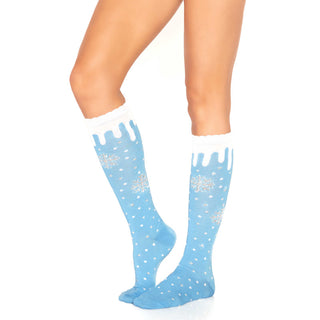Leg-Avenue-Snowflake-Knee-High-Socks-Blue-White-5613