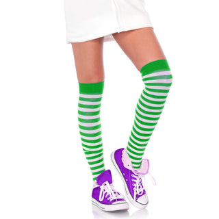 Leg-Avenue-Striped-Thigh-Highs-Green-White-6005