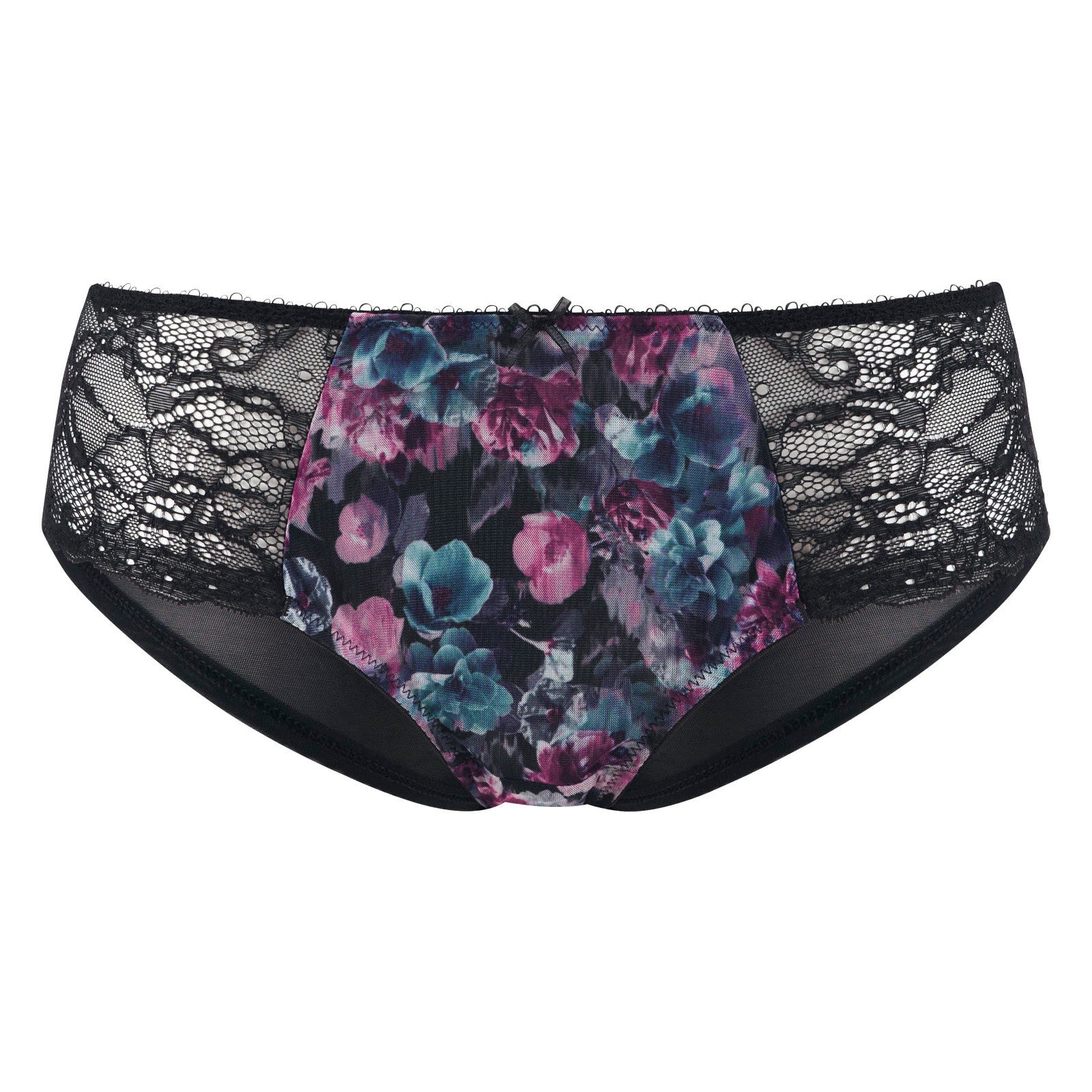 Panache Jasmine Black Floral Print Brief Panty, 6952