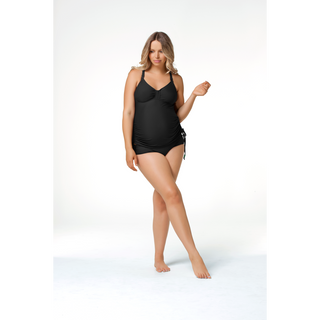 Rosewater-Cake-Dark-Shake-Black-Maternity-Nursing-Tankini-Swimsuit-Set-Front