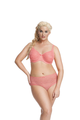 Sculptresse-Pure-Lace-Moulded-T-Shirt-Bra-Coral-6931-Full-Brief-6932-Front