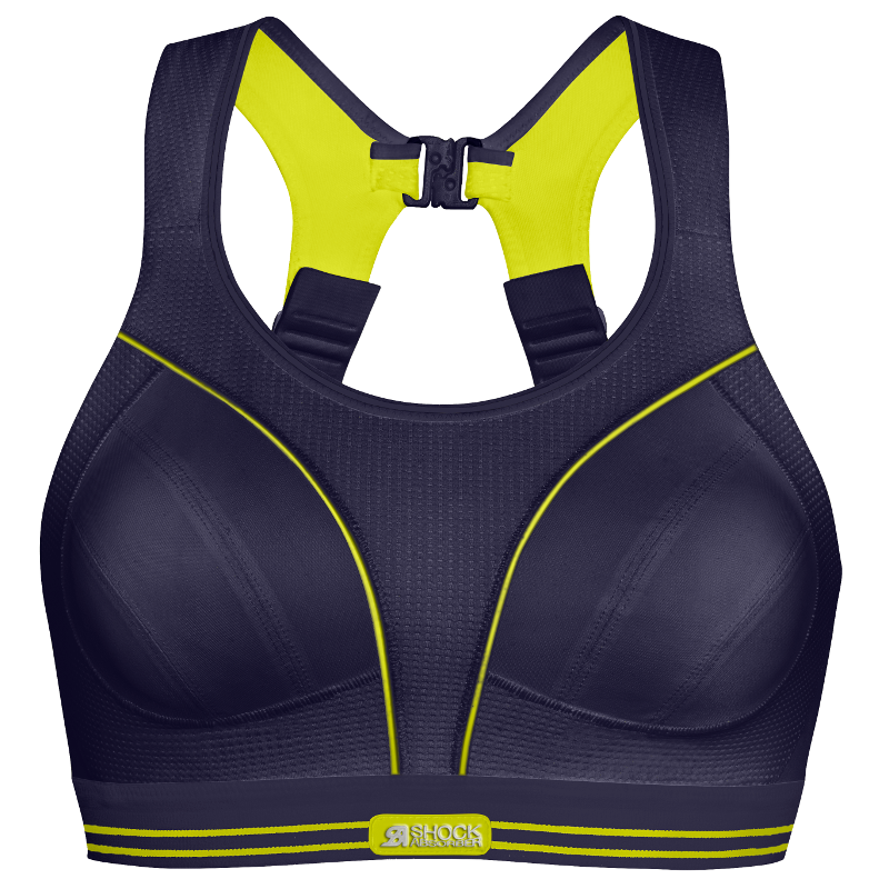 Shock Absorber Ultimate Run Padded Sports Bra, Grey/Yellow