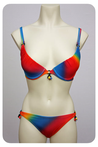 Rainbow Print Bikini Top & Swim Brief - Front