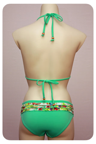Green Ruffle Detailed Bikini Top & Brief - Back