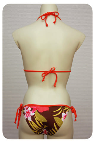 Tropical Floral Print Bikini Top & Swim Brief - Back