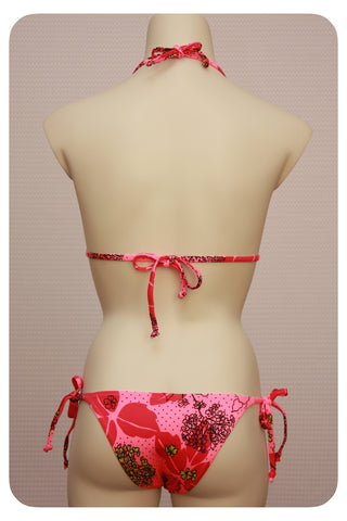 Pink Floral Print Bikini Top & Swim Brief - Back
